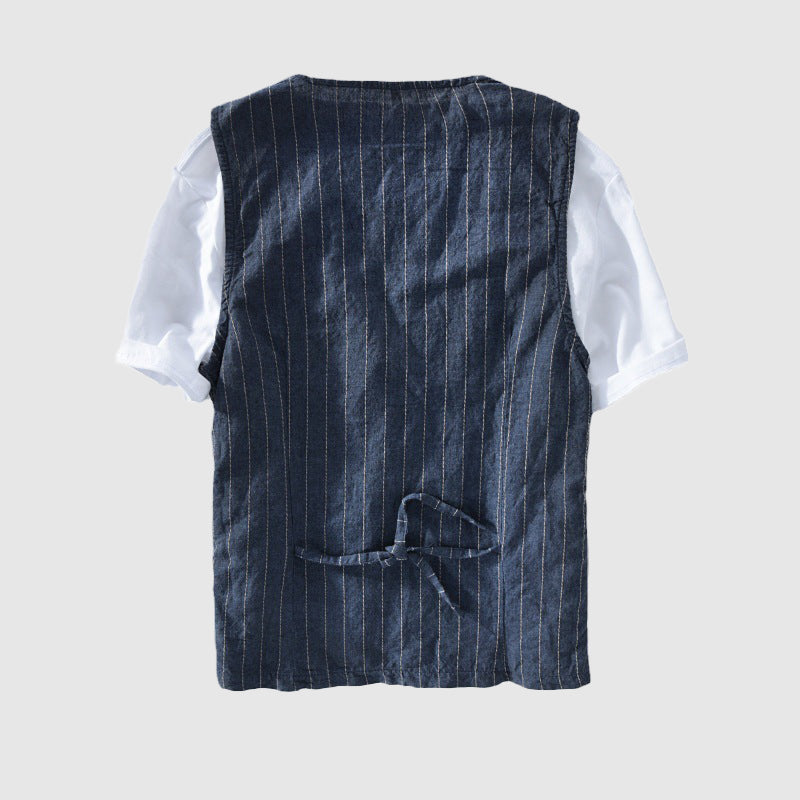 Felix | Elegant Men's Waistcoat with Striped Linen Look