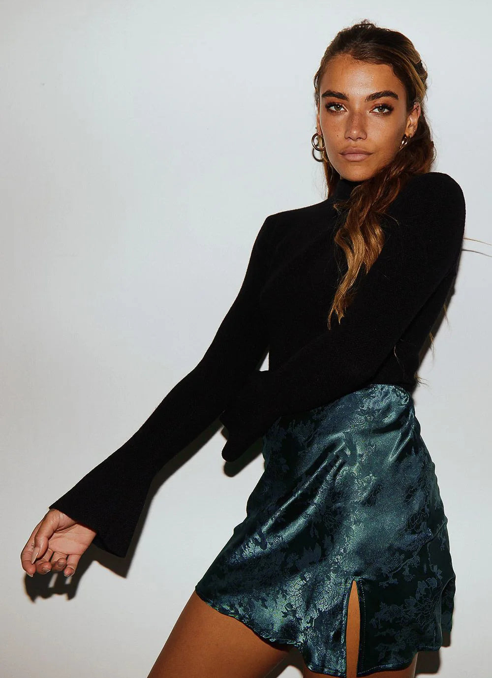 Seraphine Satin Side Slit Mini Skirt