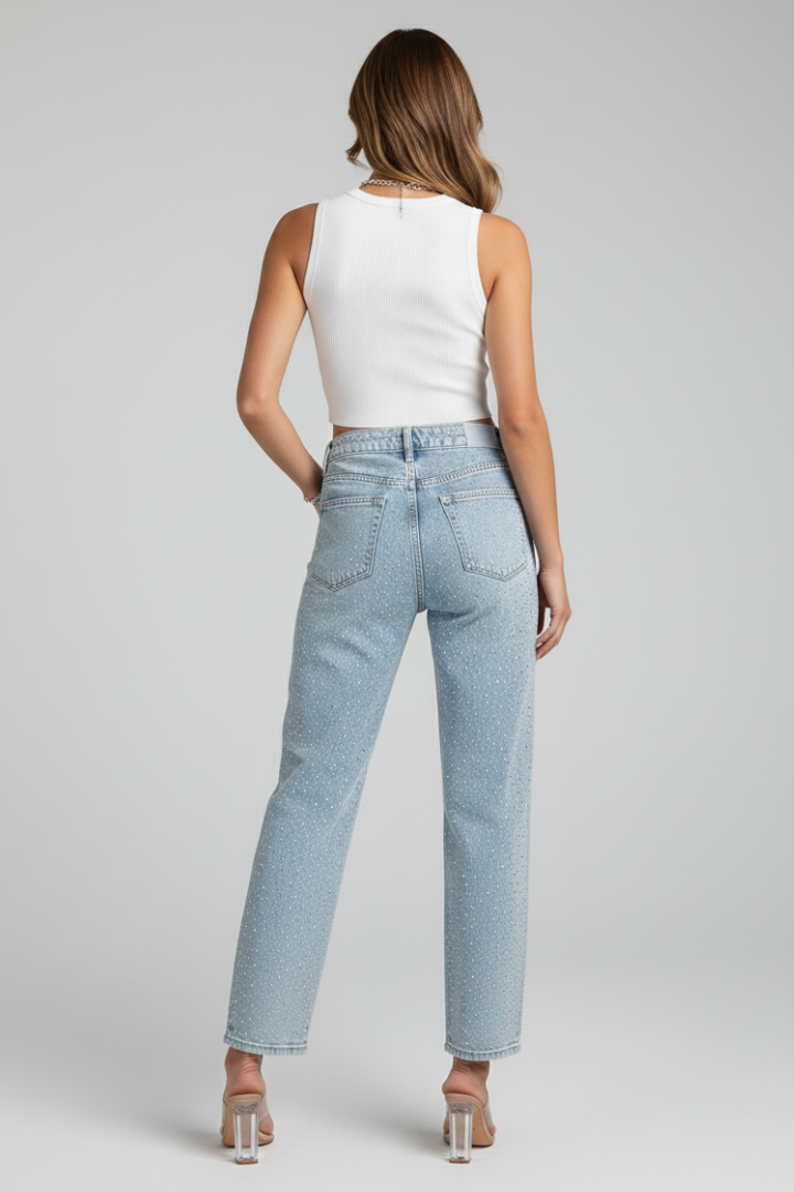 Kate High-Waist Shimmer Straight-Leg Jeans