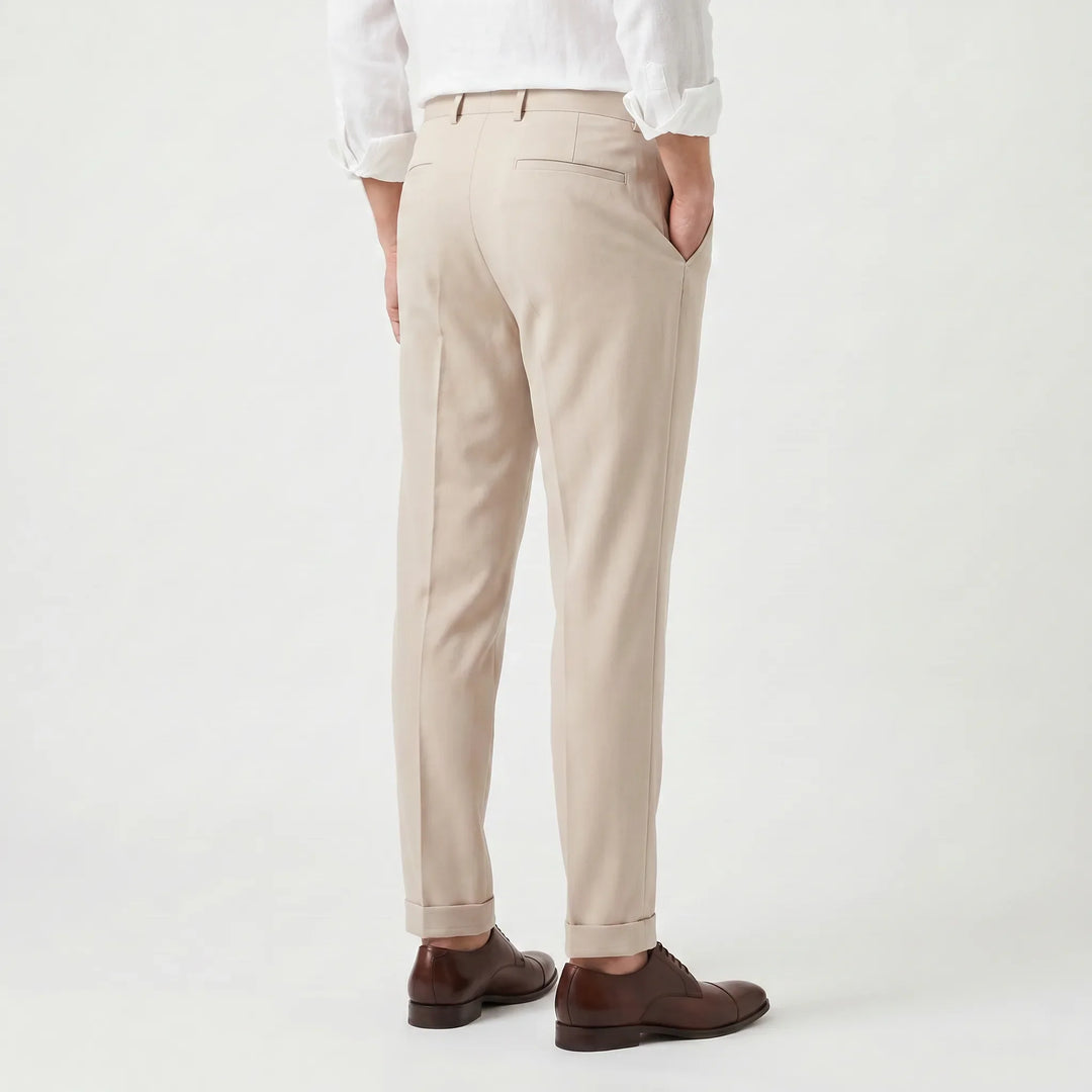Phoebe | Women's High-Waisted Tapered Trousers Pleated Front