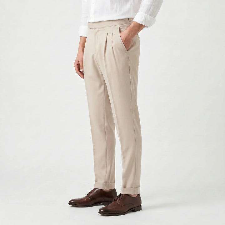 Phoebe | Women's High-Waisted Tapered Trousers Pleated Front