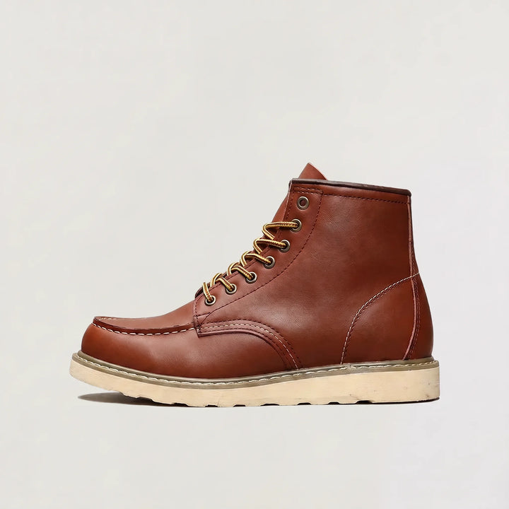 Alexander | Men's Moc Toe Lace-Up Boots Padded Collar Rubber Sole