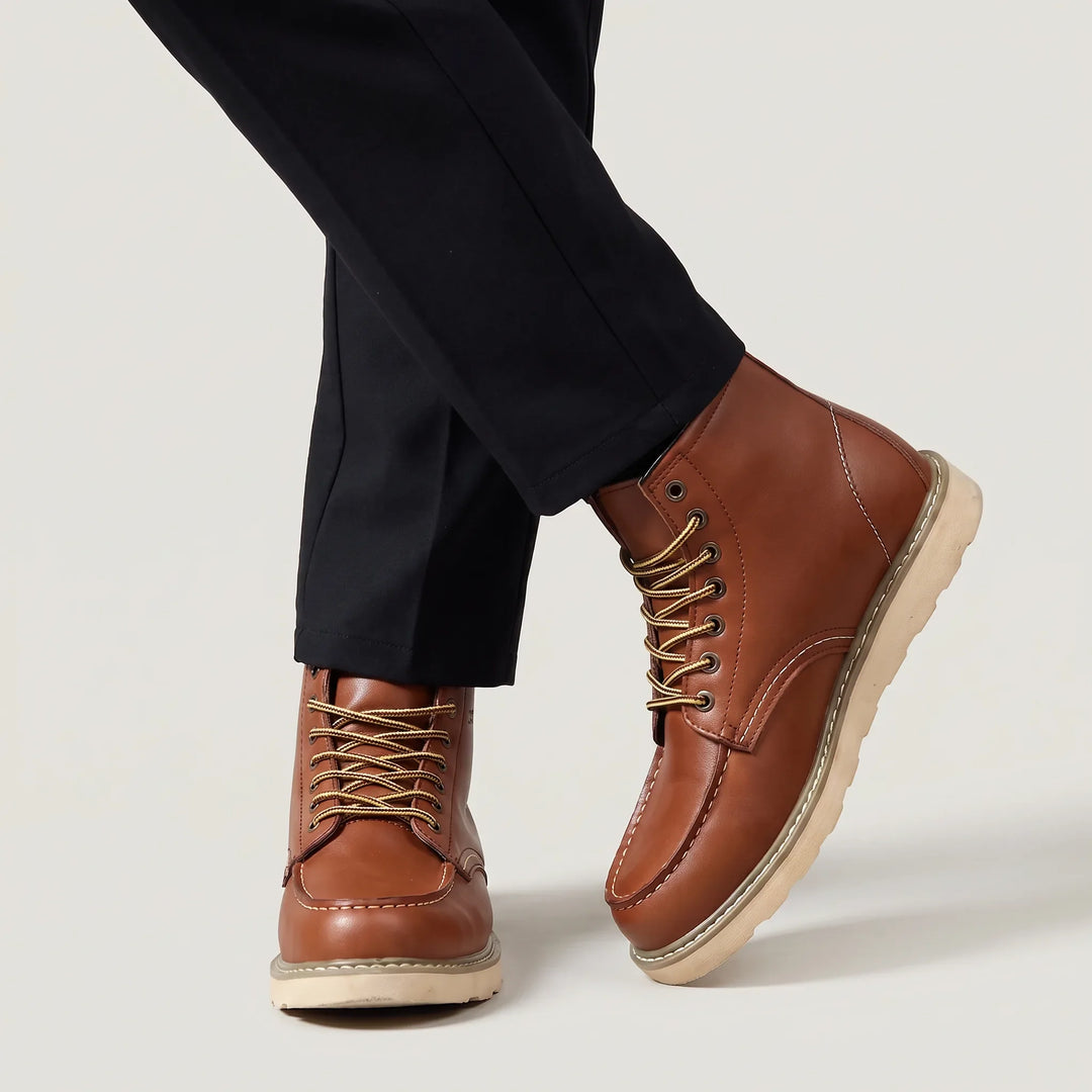 Alexander | Men's Moc Toe Lace-Up Boots Padded Collar Rubber Sole
