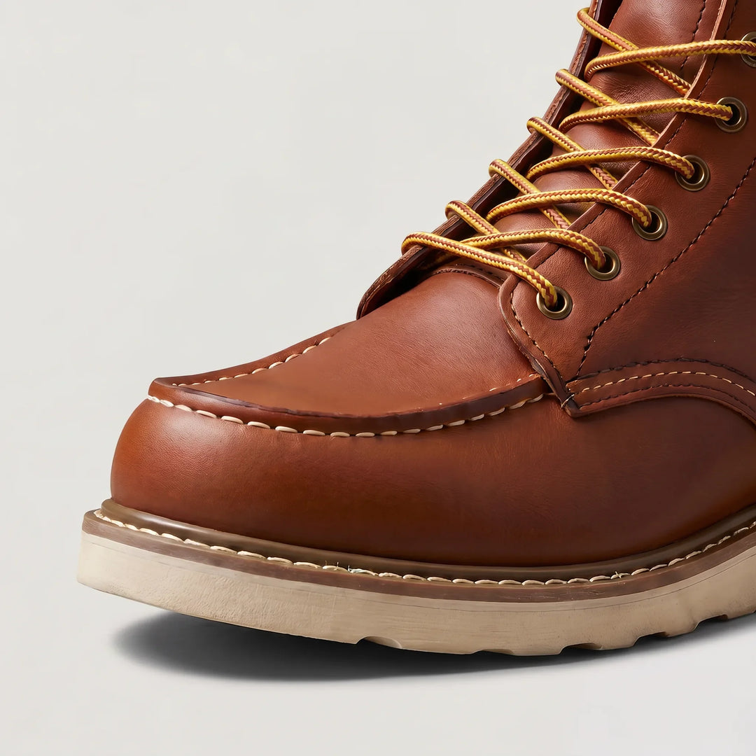 Alexander | Men's Moc Toe Lace-Up Boots Padded Collar Rubber Sole
