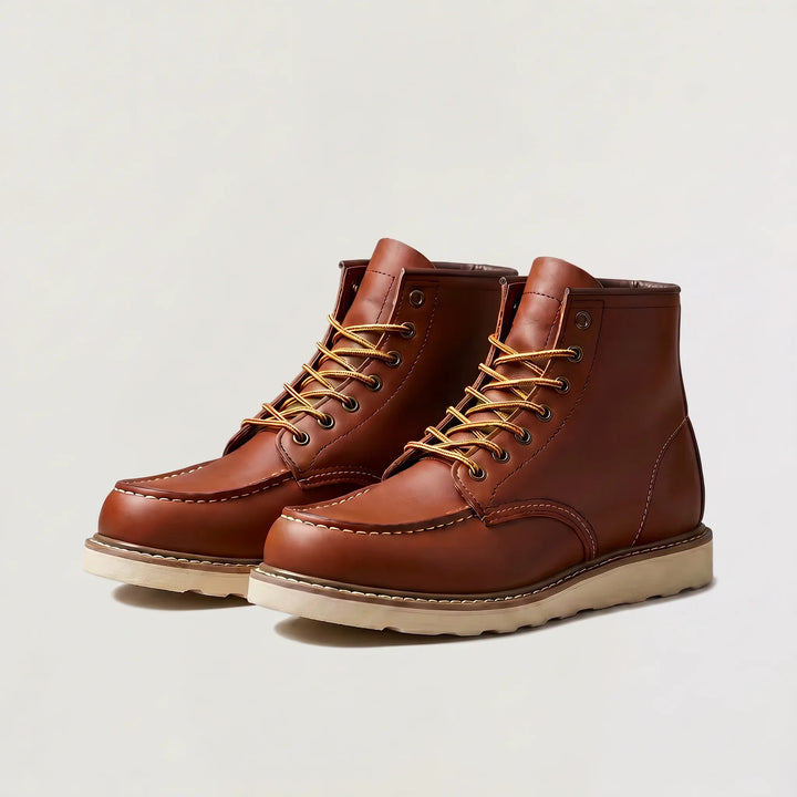 Alexander | Men's Moc Toe Lace-Up Boots Padded Collar Rubber Sole