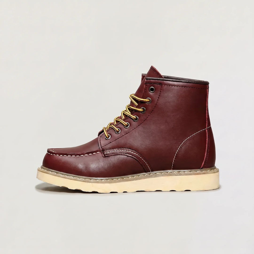 Alexander | Men's Moc Toe Lace-Up Boots Padded Collar Rubber Sole