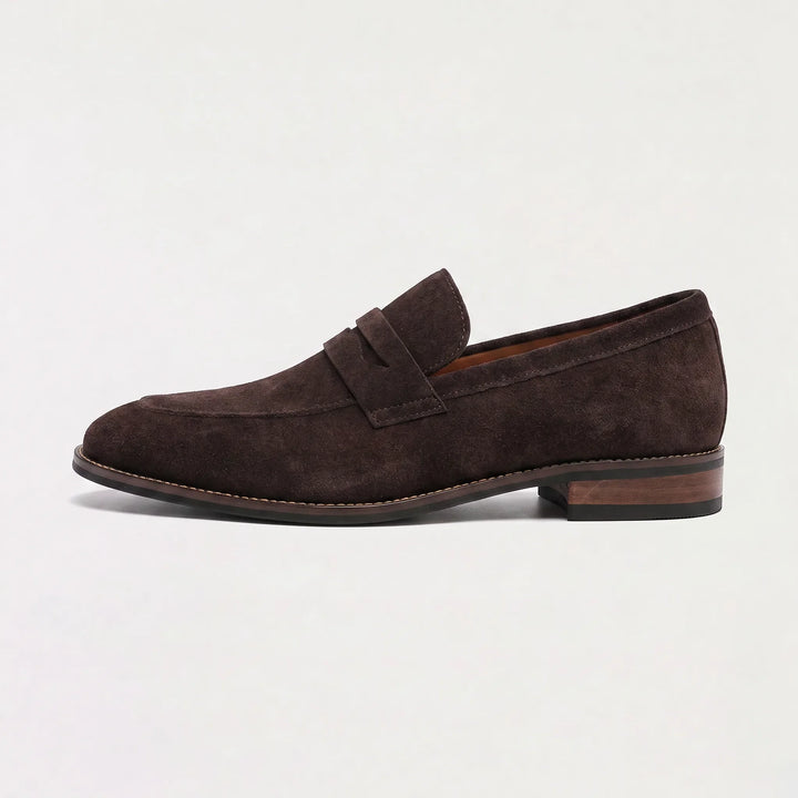 Freddie | Men's Nubuck Leather Loafers Saddle Strap Round Toe