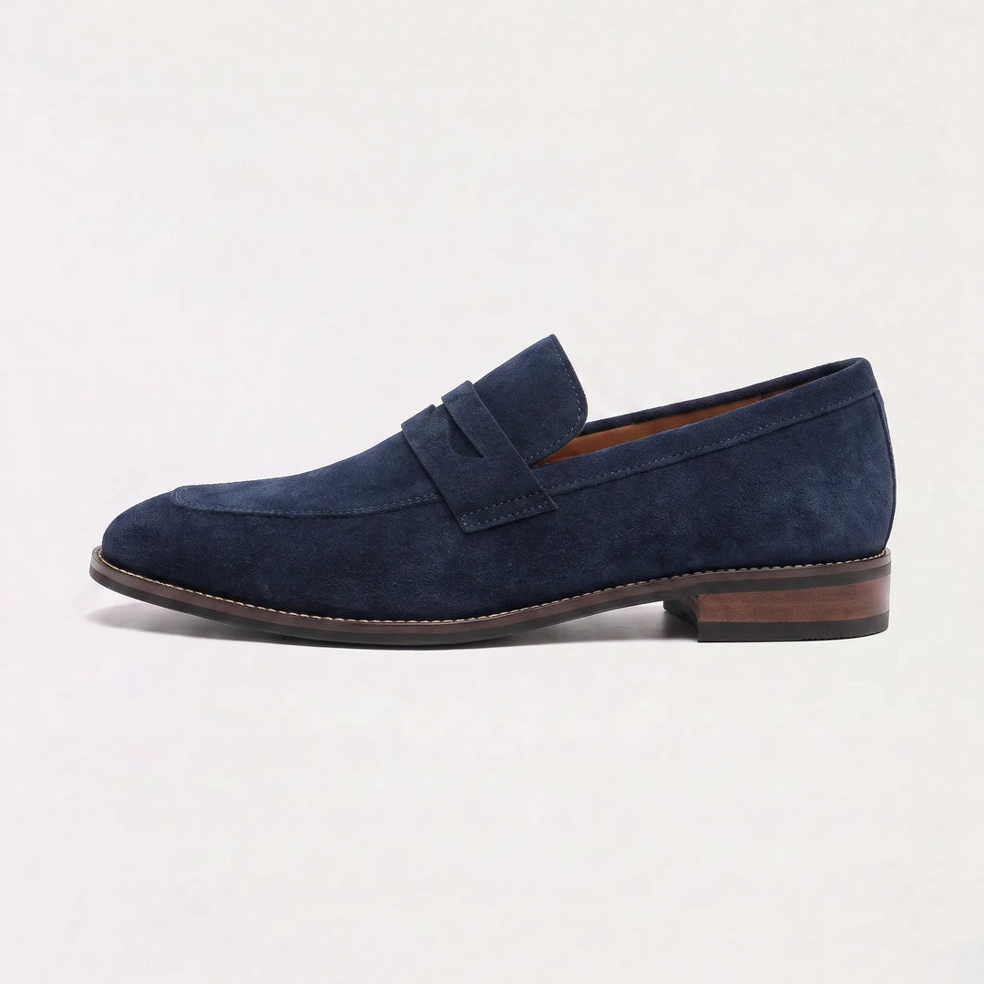 Freddie | Men's Nubuck Leather Loafers Saddle Strap Round Toe