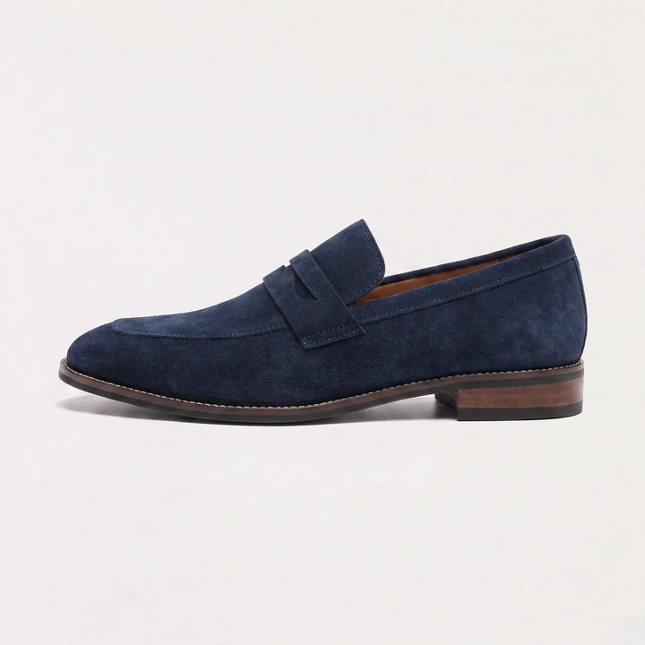 Freddie | Men's Nubuck Leather Loafers Saddle Strap Round Toe