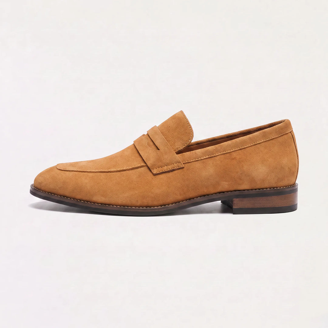 Freddie | Men's Nubuck Leather Loafers Saddle Strap Round Toe