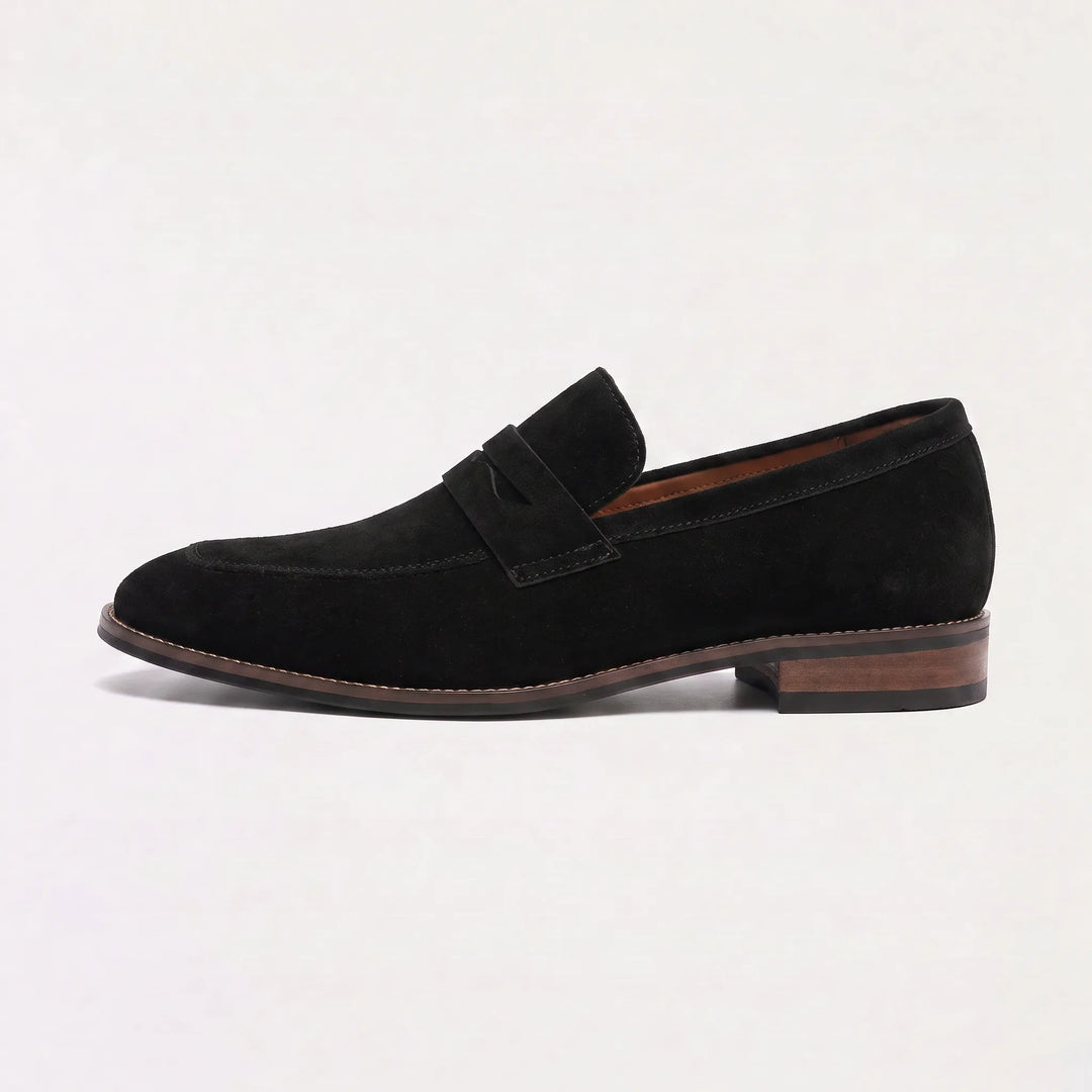 Freddie | Men's Nubuck Leather Loafers Saddle Strap Round Toe
