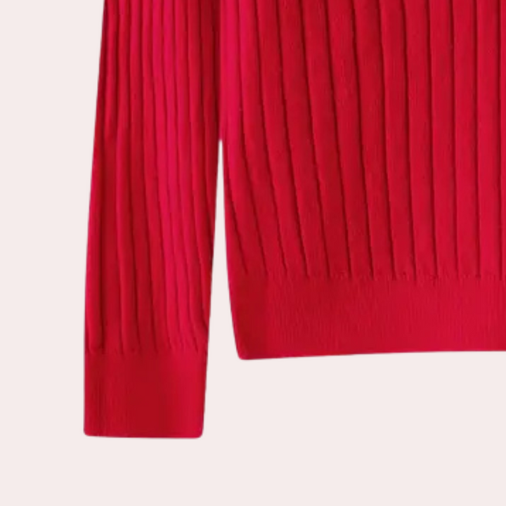 Orla | Women's Ribbed Knit Jumper Notched Neck Button Placket