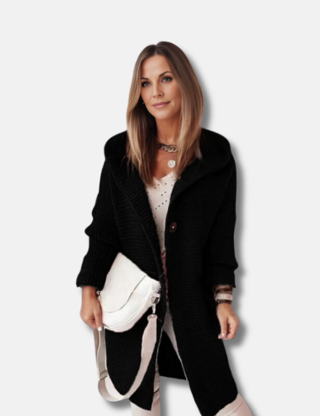 Sybil | Women's Longline Hooded Cardigan Chunky Ribbed Knit