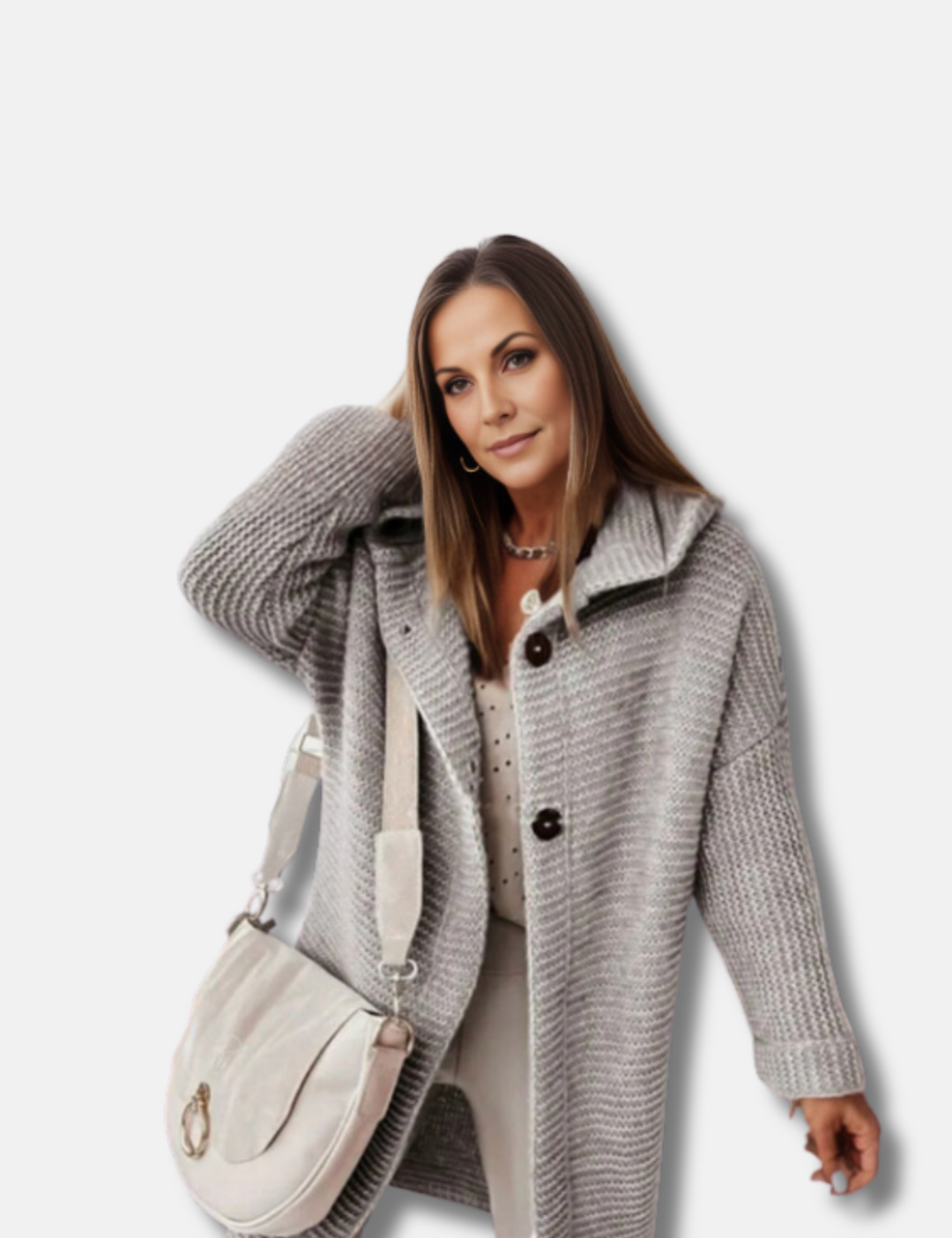 Sybil | Women's Longline Hooded Cardigan Chunky Ribbed Knit