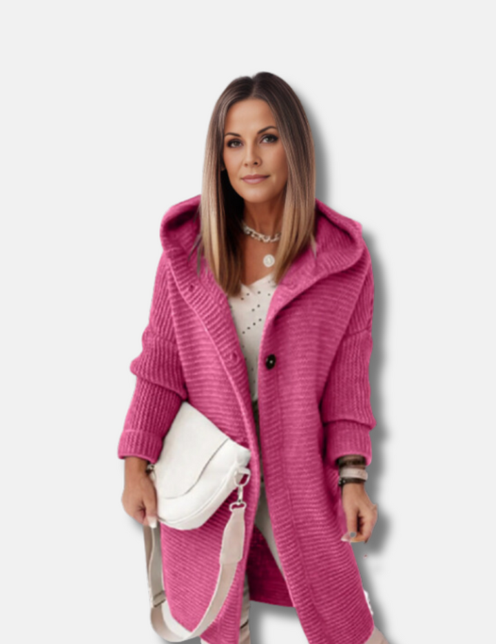 Sybil | Women's Longline Hooded Cardigan Chunky Ribbed Knit