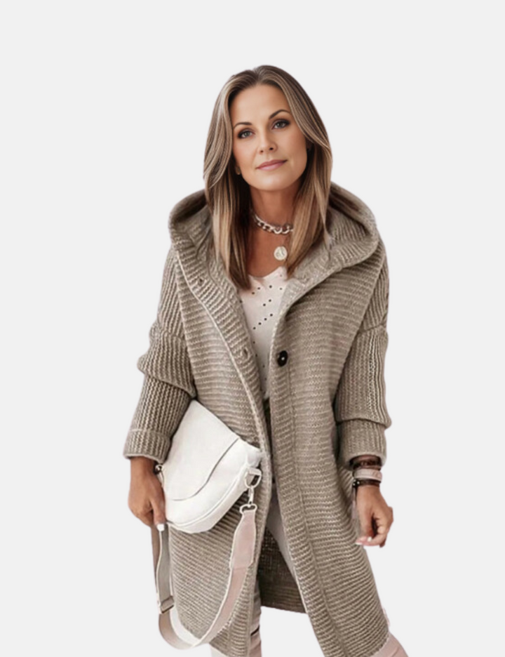 Sybil | Women's Longline Hooded Cardigan Chunky Ribbed Knit