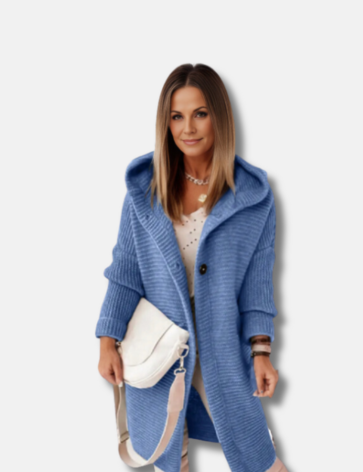 Sybil | Women's Longline Hooded Cardigan Chunky Ribbed Knit
