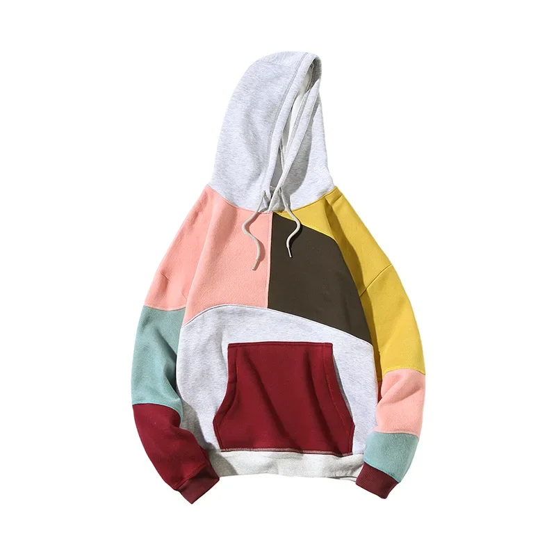 Sterling | Men's Patchwork Hoodie Kangaroo Pocket Drawstring Hood