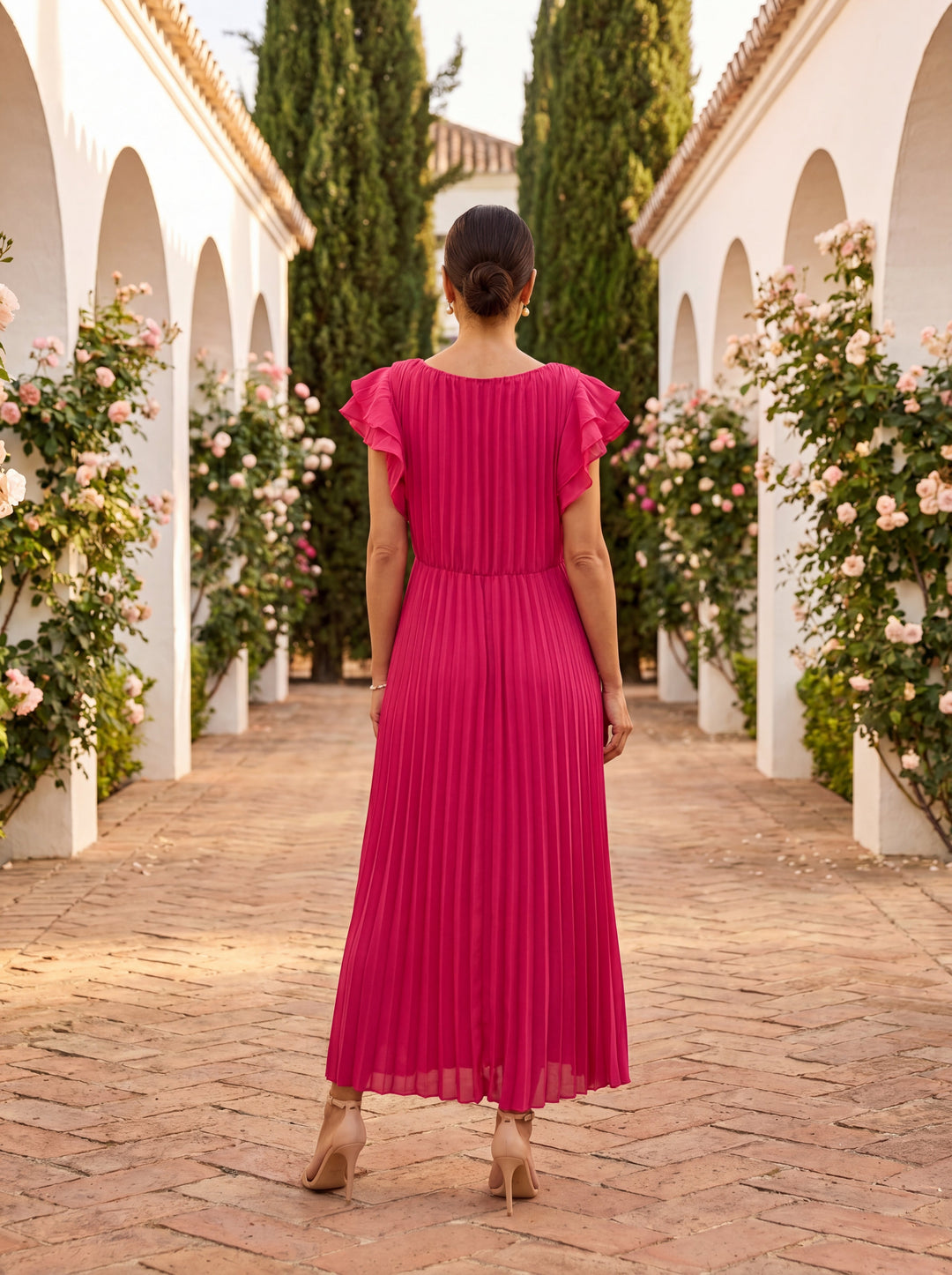 Lara | Women's Pleated Evening Dress Flowing Wedding Guest Dress