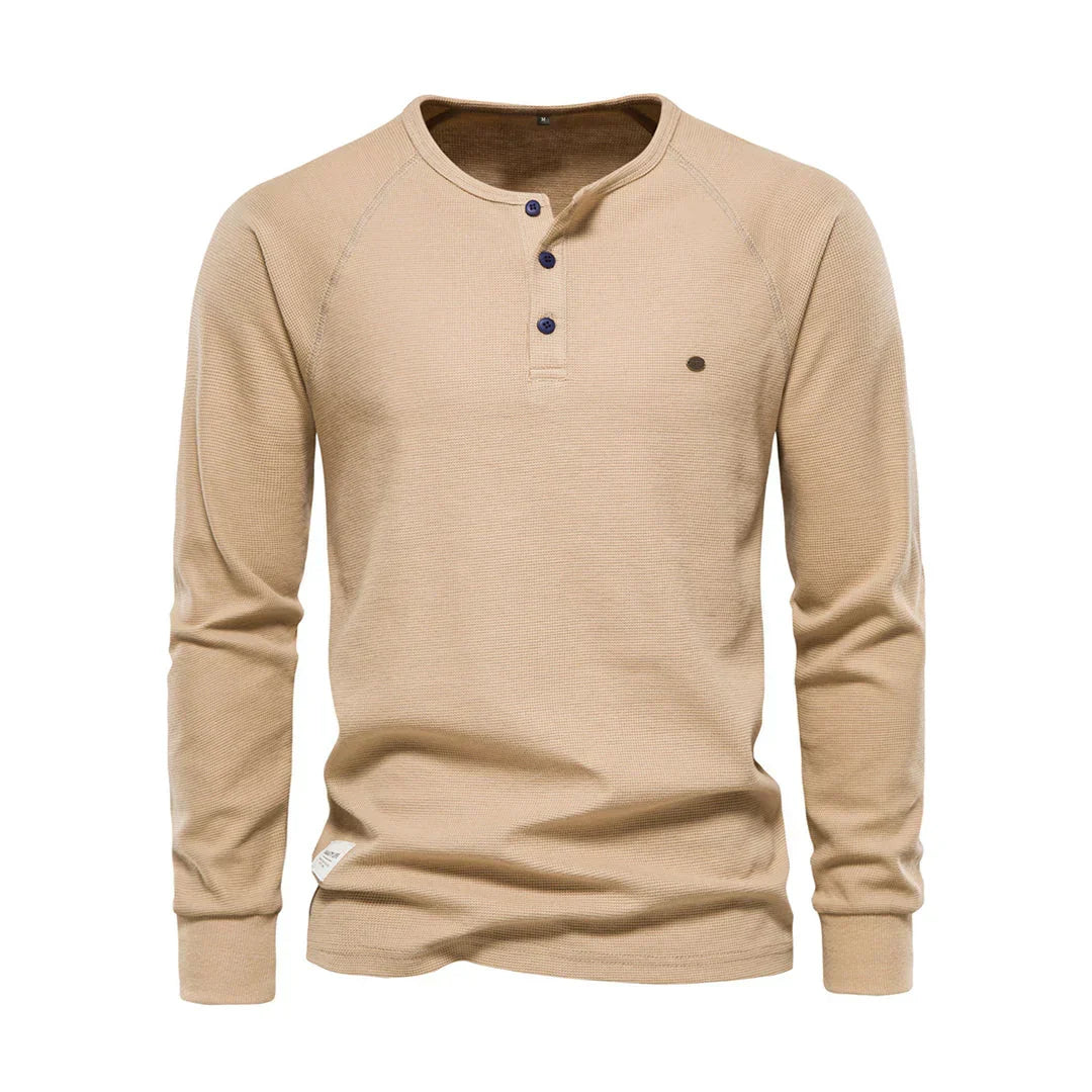 Hector | Men's Long Sleeve Henley Shirt Button Neck Casual Top