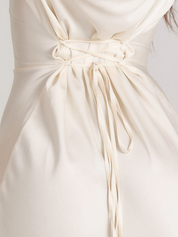 Sadie | Women's Long-Sleeve Satin Maxi Dress Empire Waist A-Line