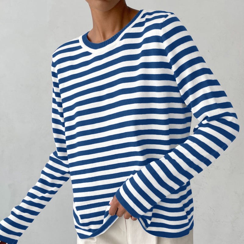 Rosie | Women's Striped Long Sleeve Top Crew Neck
