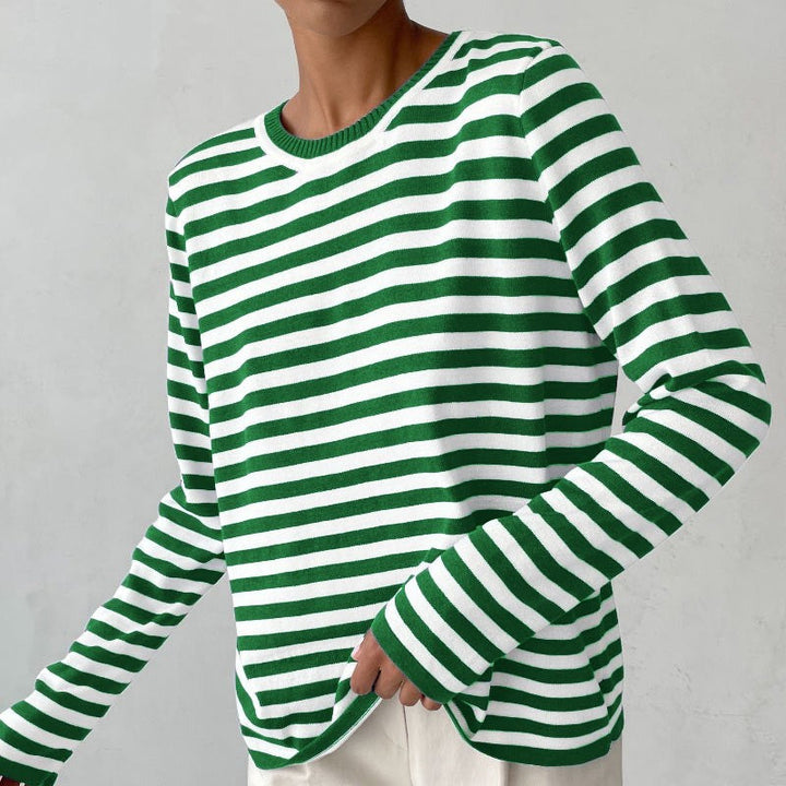 Rosie | Women's Striped Long Sleeve Top Crew Neck