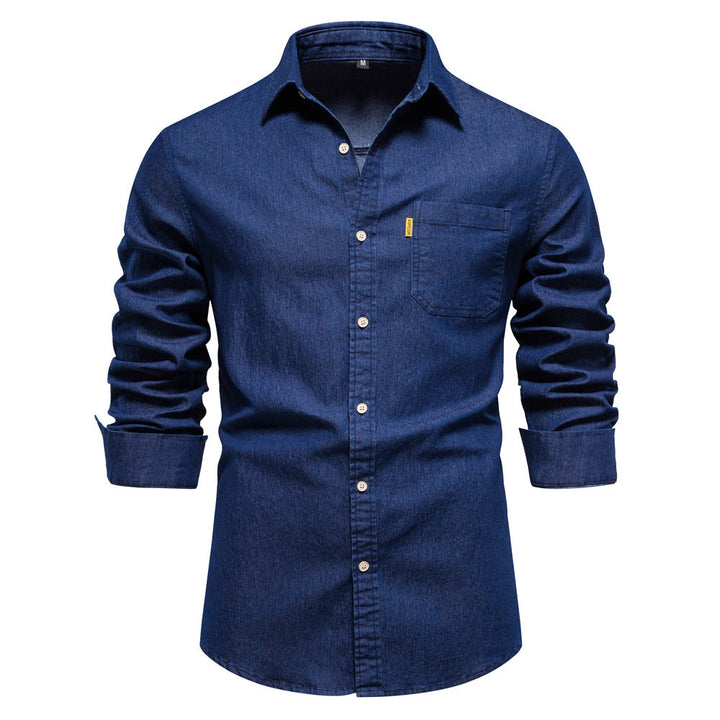 Ezra | Men's Classic Long Sleeve Denim Shirt with Chest Pockets