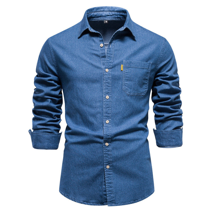 Ezra | Men's Classic Long Sleeve Denim Shirt with Chest Pockets