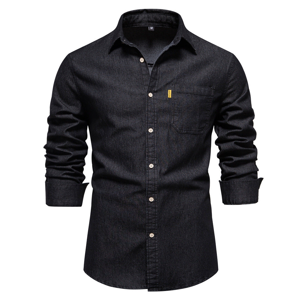 Ezra | Men's Classic Long Sleeve Denim Shirt with Chest Pockets