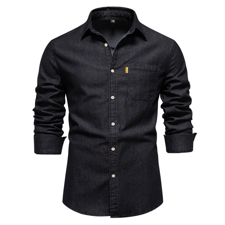 Ezra | Men's Classic Long Sleeve Denim Shirt with Chest Pockets