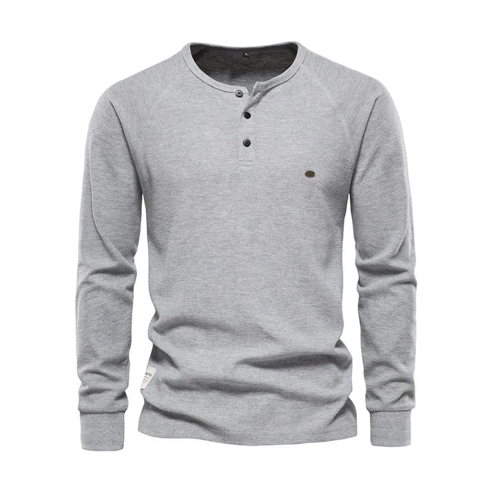 Hector | Men's Long Sleeve Henley Shirt Button Neck Casual Top