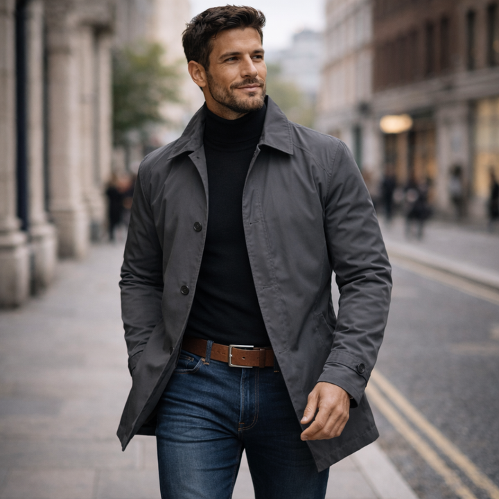 Sebastian | Men's Lined Trench Coat Stand Collar Wind-Resistant