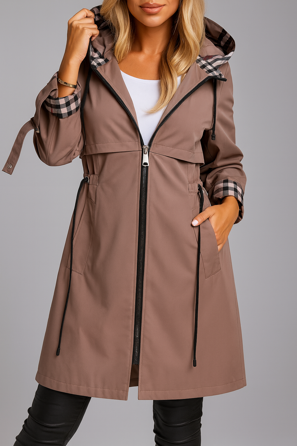 Roslyn | Refined Fitted Coat with Zip Closure and Lightweight Comfort