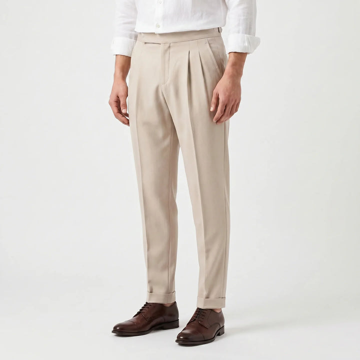 Phoebe | Women's High-Waisted Tapered Trousers Pleated Front
