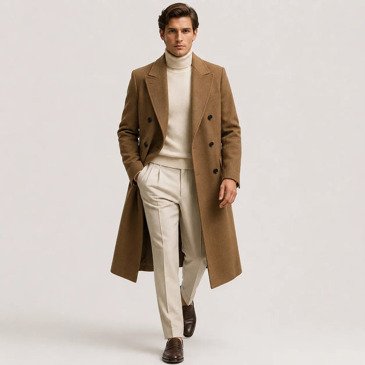 Holly | Women's Double-Breasted Trench Coat Notch Lapel Long Sleeves