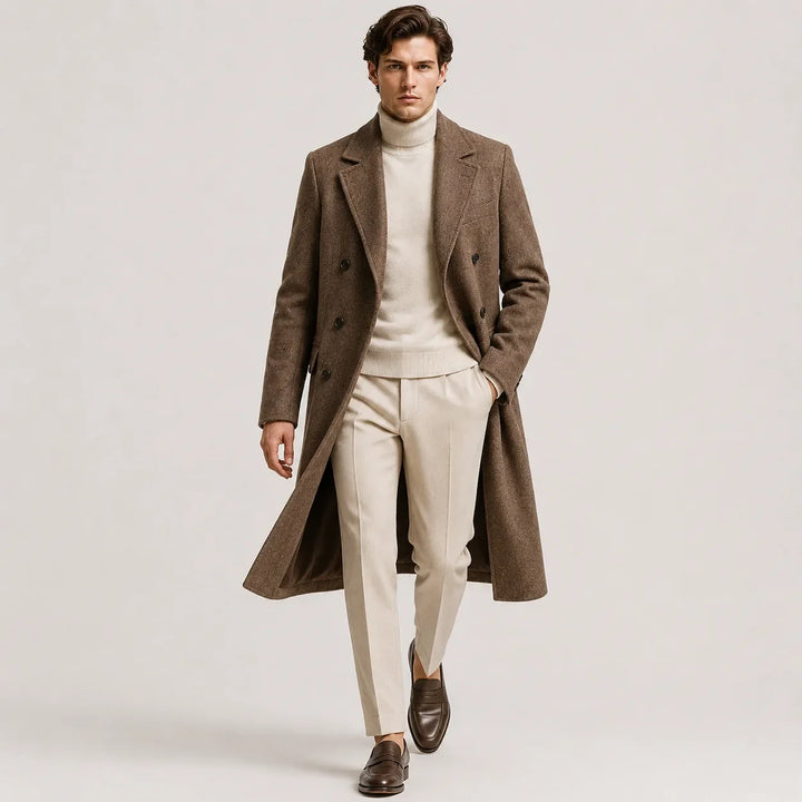 Holly | Women's Double-Breasted Trench Coat Notch Lapel Long Sleeves