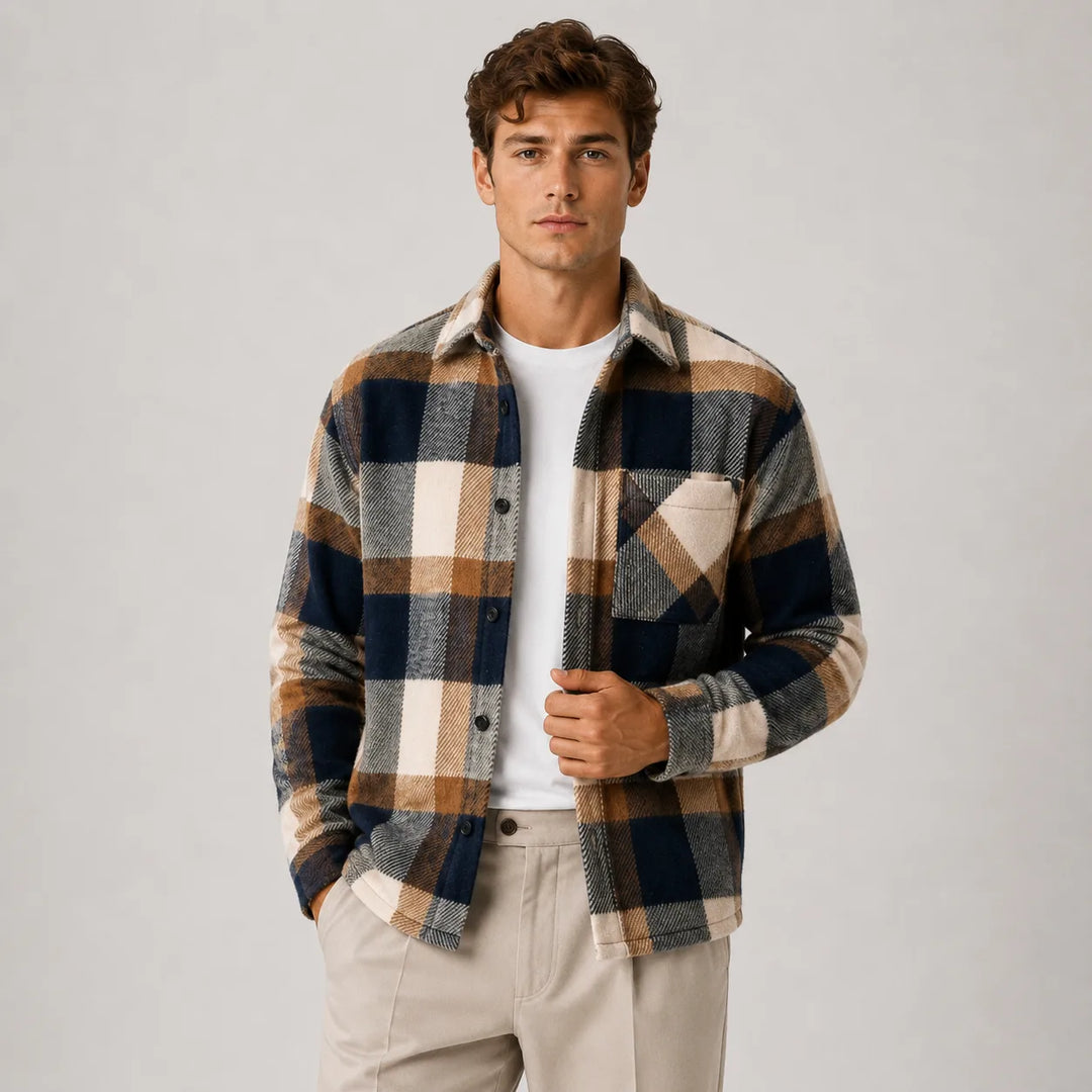 Daisy | Women's Plaid Overshirt Button Front Chest Pocket Long Sleeve