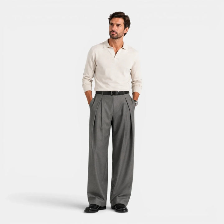 Harper | Women's Wide Leg Trousers Pleated Front Mid-Rise