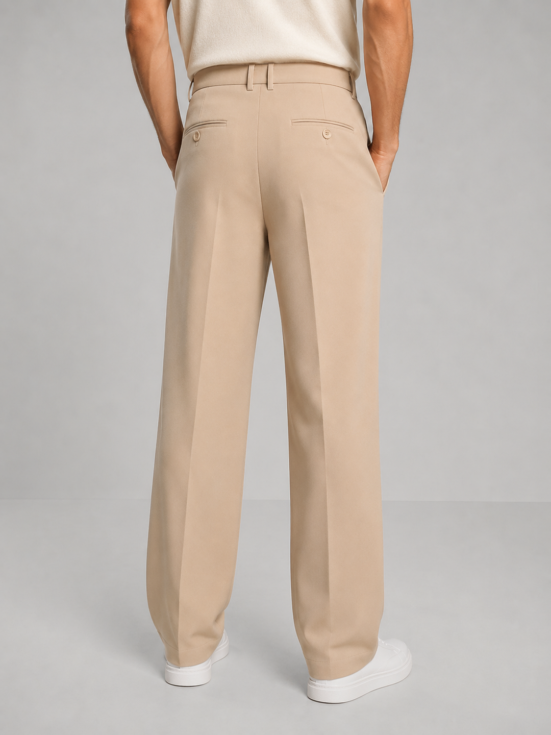 Daniel | Men's Tailored Straight Leg Trousers Front Pleat Button Waist
