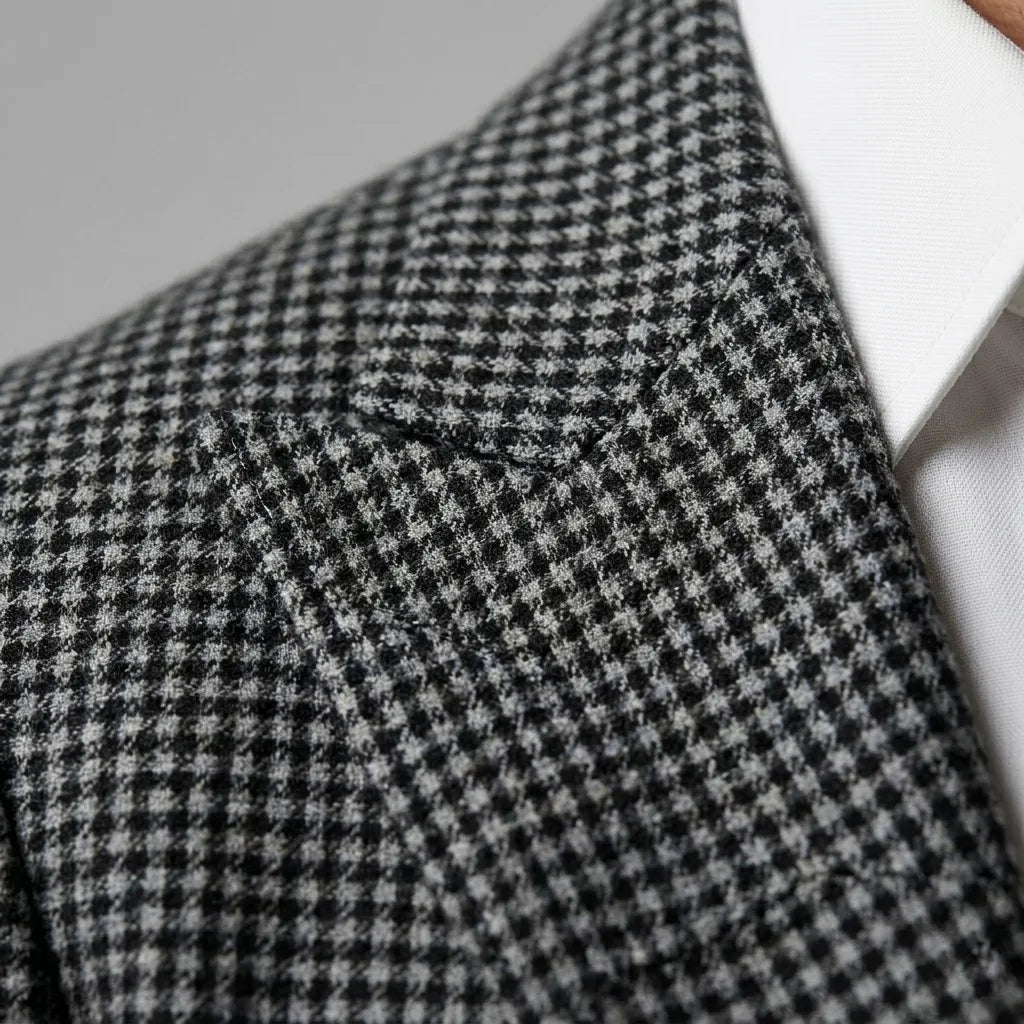 Double-breasted blazer with check pattern