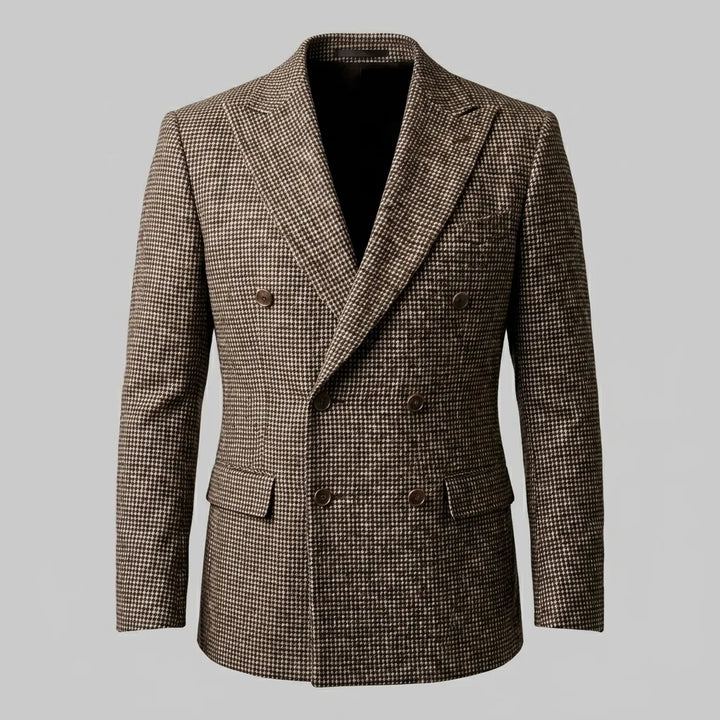 Double-breasted blazer with check pattern