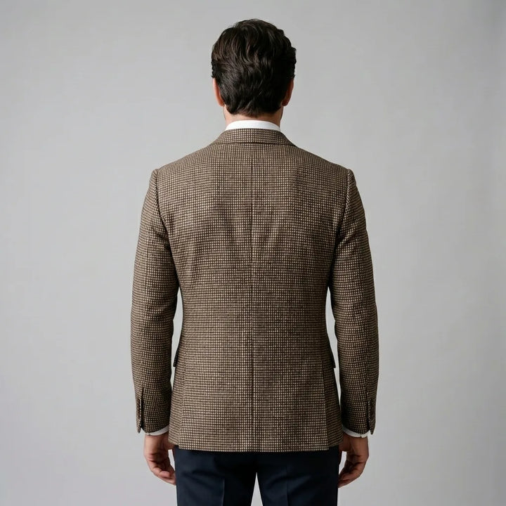 Double-breasted blazer with check pattern