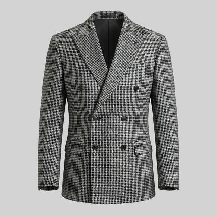 Double-breasted blazer with check pattern