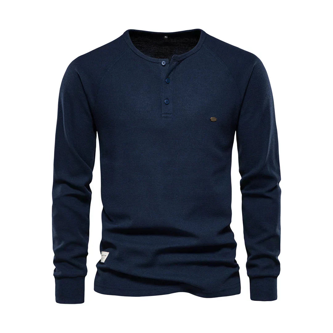 Hector | Men's Long Sleeve Henley Shirt Button Neck Casual Top