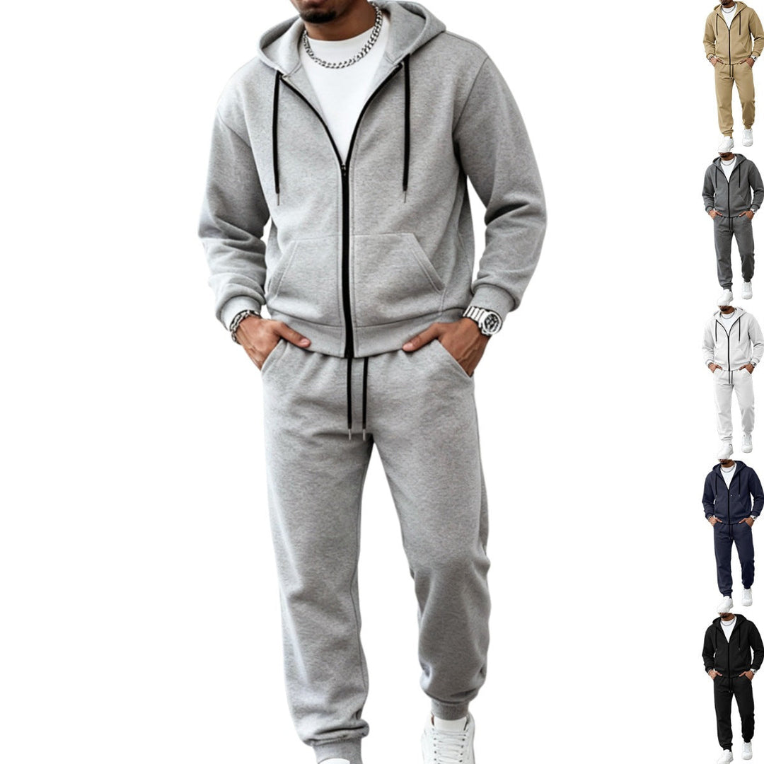 Men's Two-Piece Tracksuit Set with Full-Zip Hoodie and Tailored Jogging Trousers by Drune