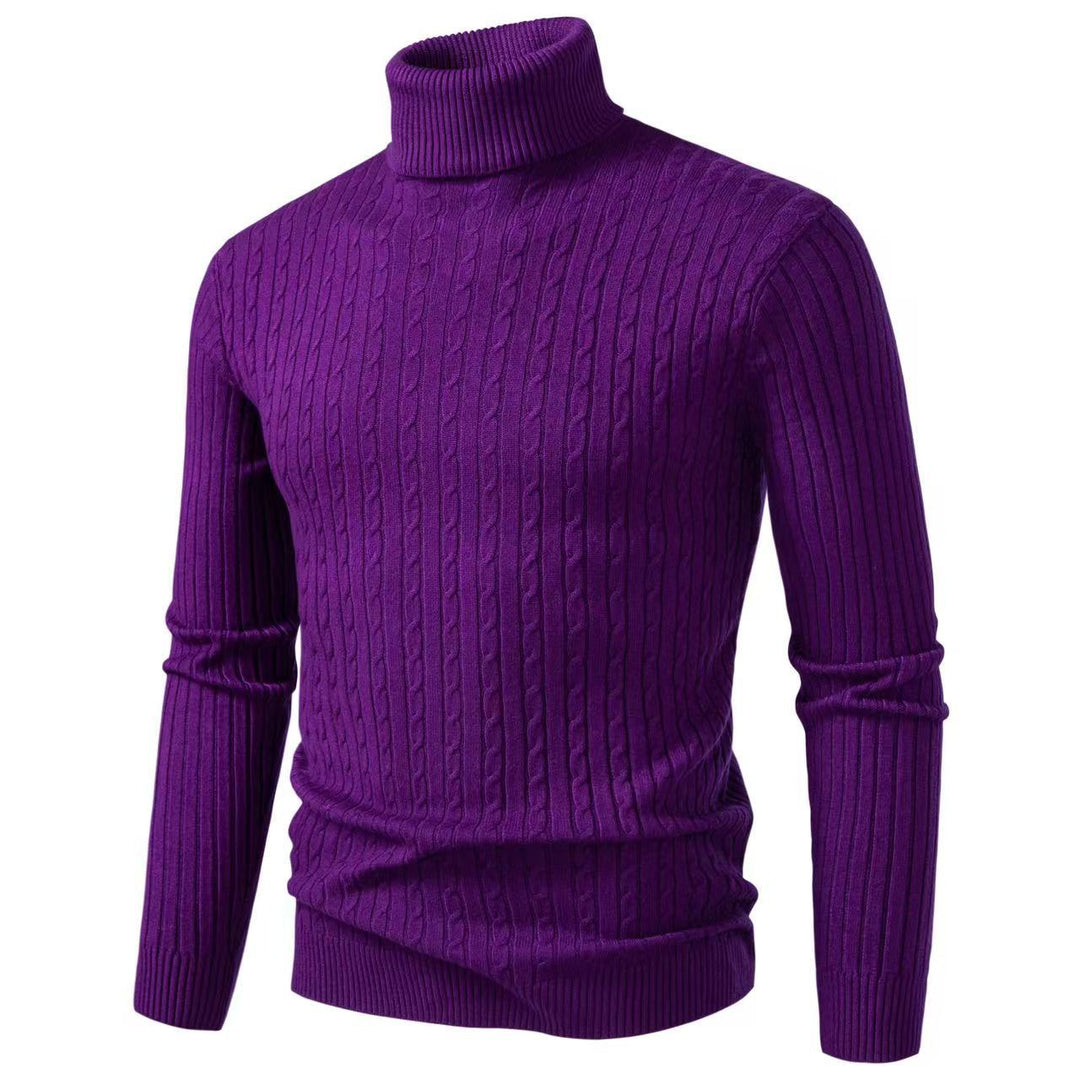 Ryan | Men's Cable Knit Roll Neck Jumper Ribbed Sides Slim Fit