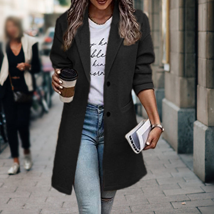 Arabella | Women's Long Coat Slim Fit Button Front Winter Coat