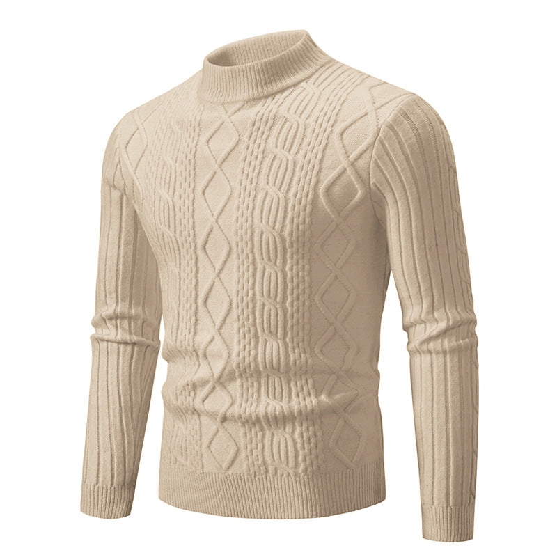 Callum | Men's Cable Knit Roll Neck Jumper Slim Fit Ribbed Cuffs