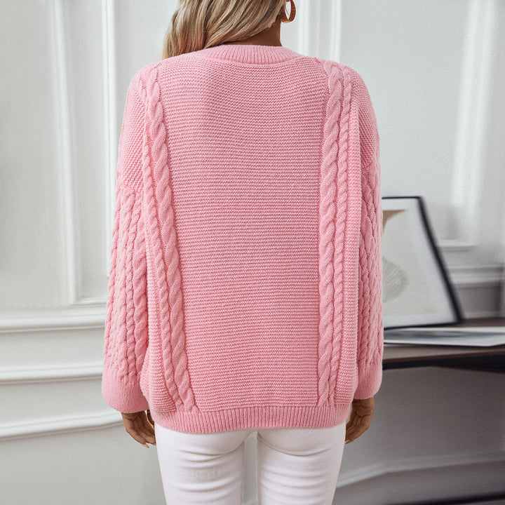Vivienne | Women's Wool Knitted Jumper Cable Sleeves Crew Neck